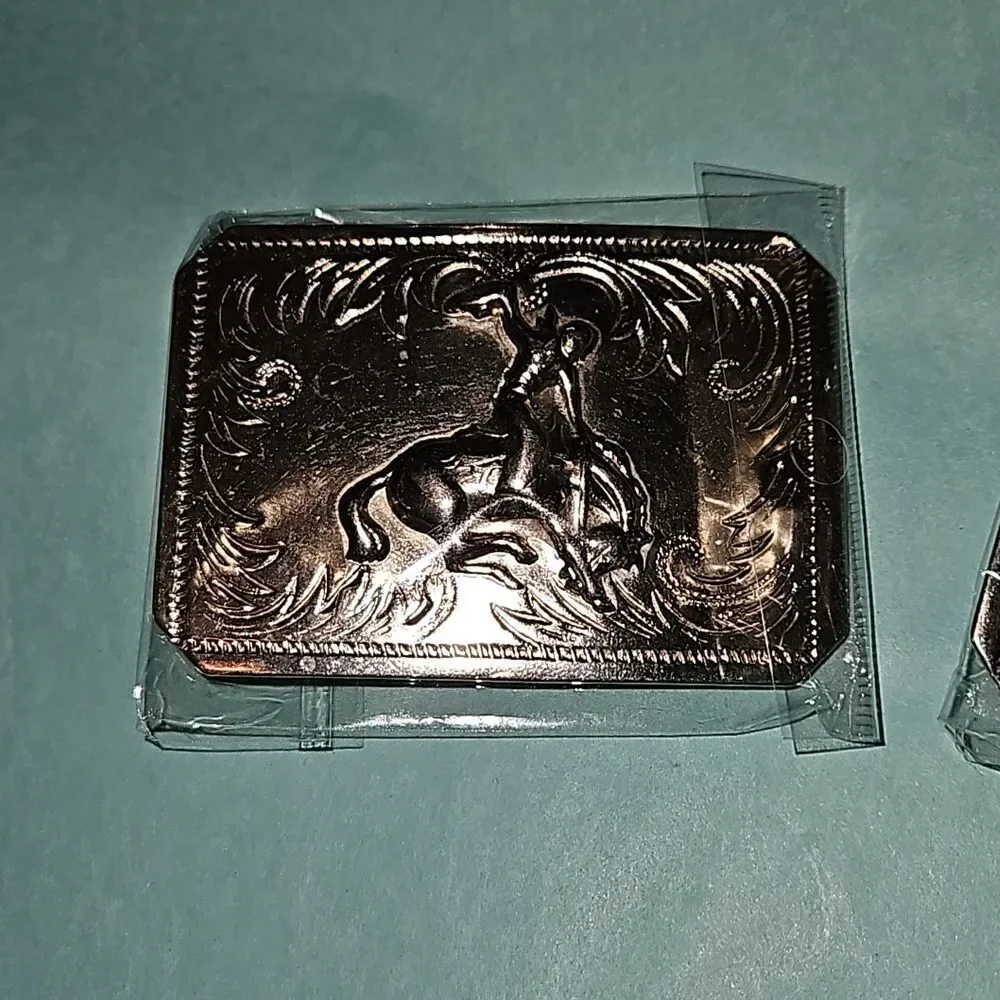 Western Style Silver Belt Buckles (2)